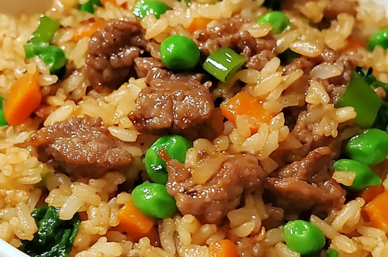 Savory Onion Beef Fried Rice