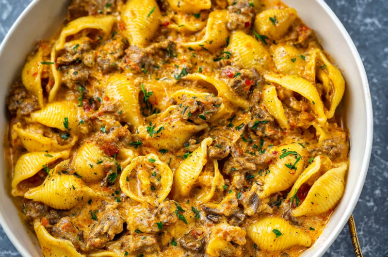Creamy Beef and Shells