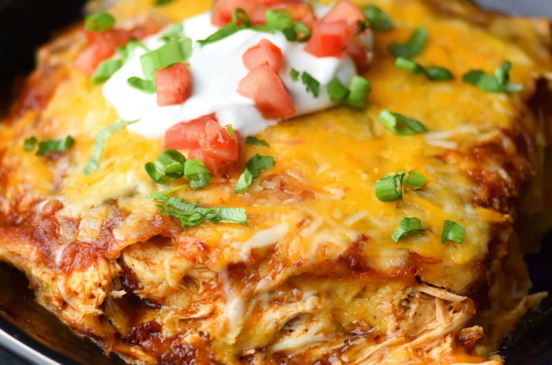 Slow Cooker Chicken Enchilada Casserole