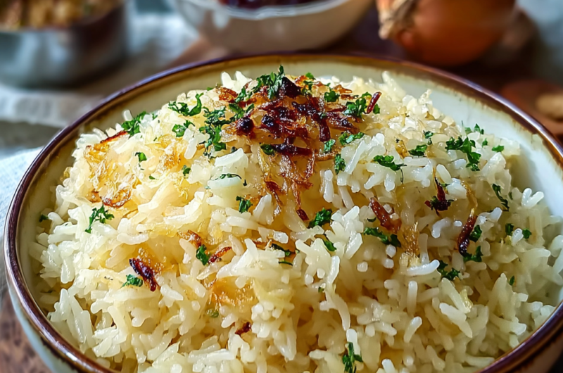 Rich and Savory Golden Onion Butter Rice