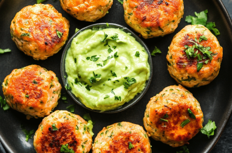 Baked Salmon Meatballs with Creamy Avocado Sauce