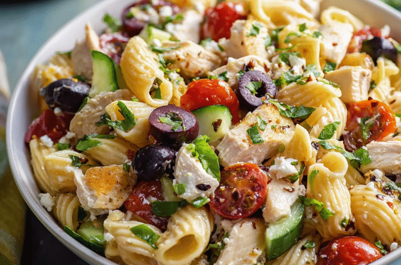 Mediterranean Chicken Pasta Salad