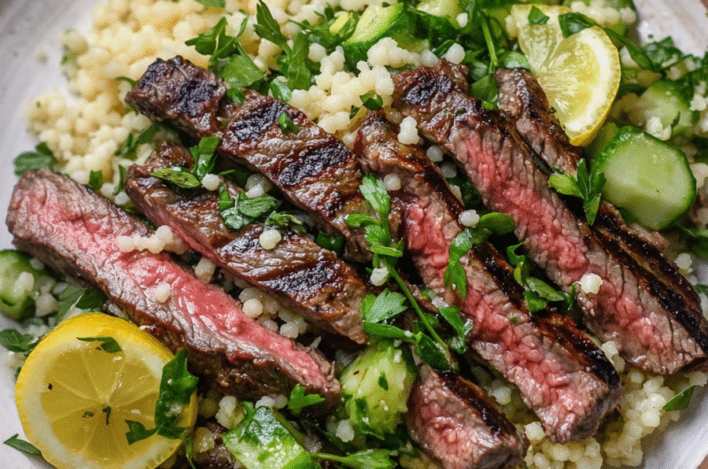 Grilled Skirt Steak with Lemon Herb Couscous Salad
