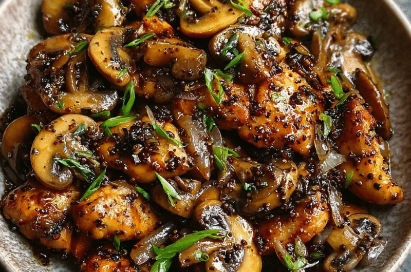 Black Pepper Chicken with Mushrooms