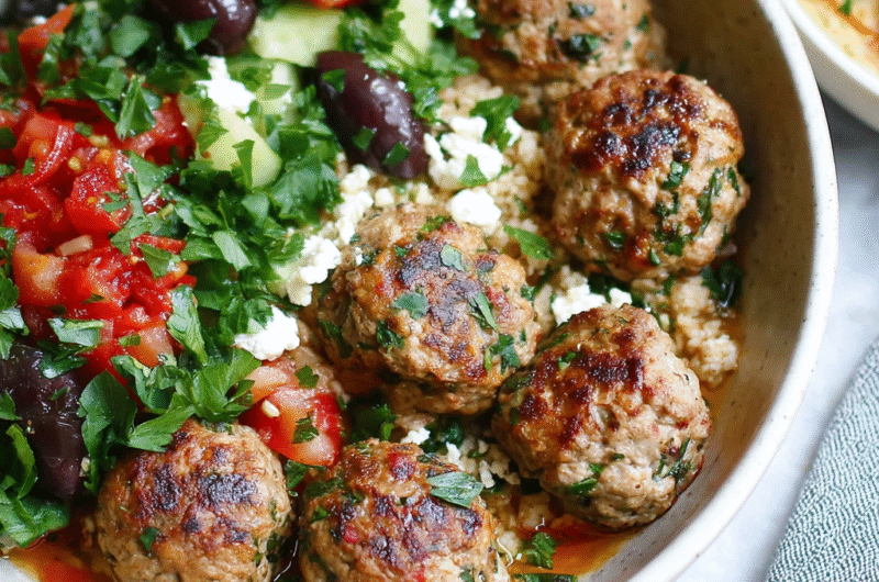 Mediterranean Baked Turkey Meatballs