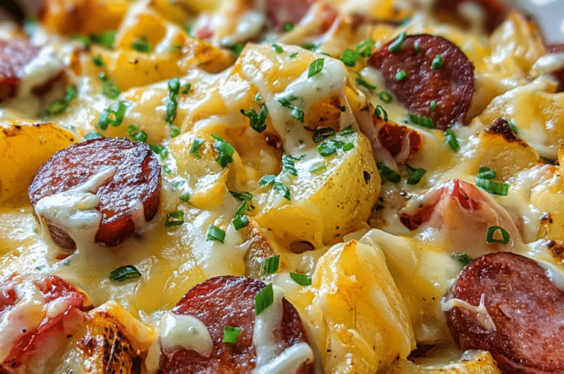 Cheesy Ranch Potatoes and Smoked Sausage
