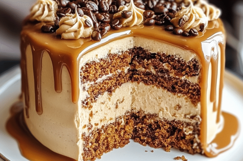 Gooey coffee caramel cake