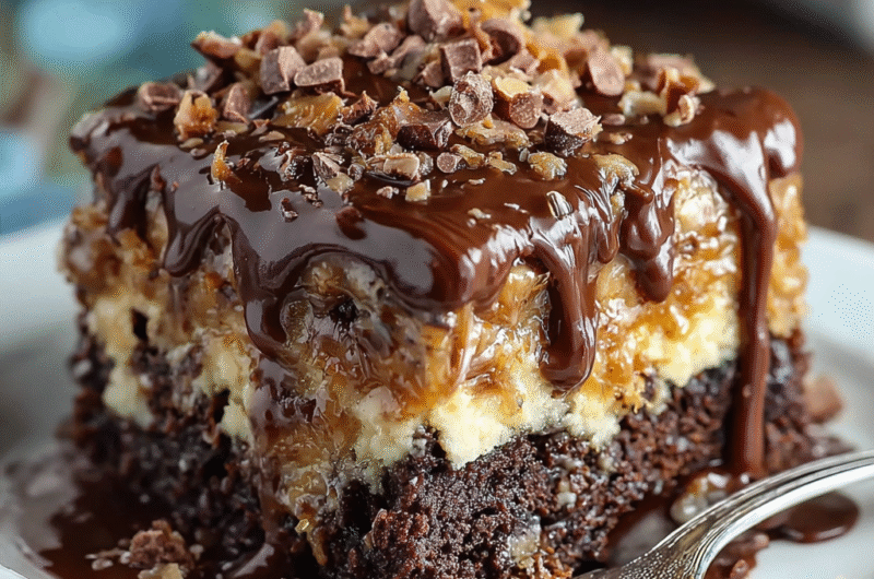 German Chocolate Poke Cake