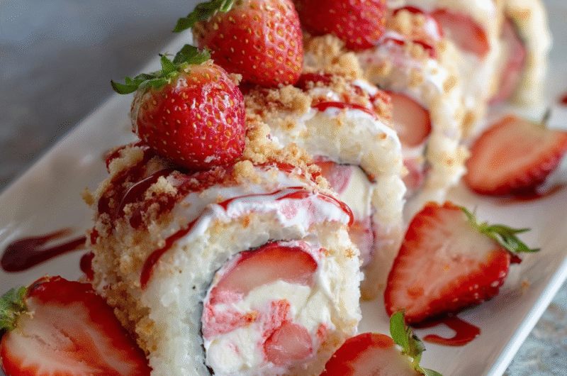 Strawberry Shortcake Sushi Rolls