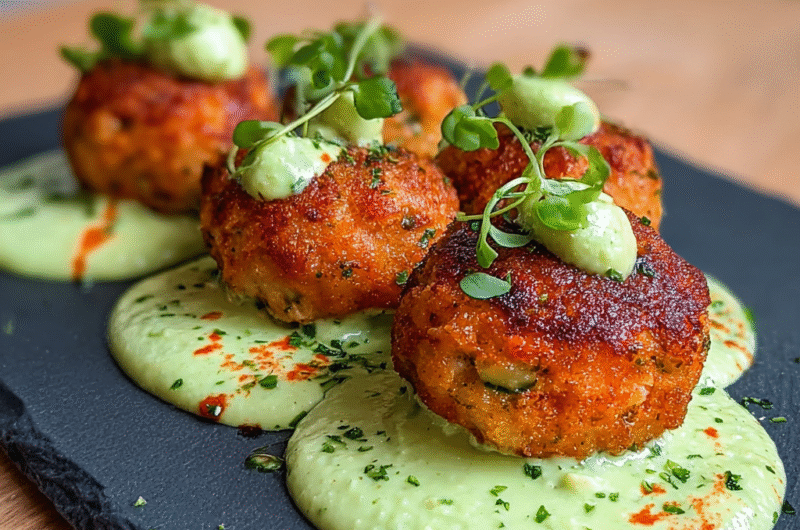 Boulettes de Saumon avec Sauce Crémeuse à l’Avocat