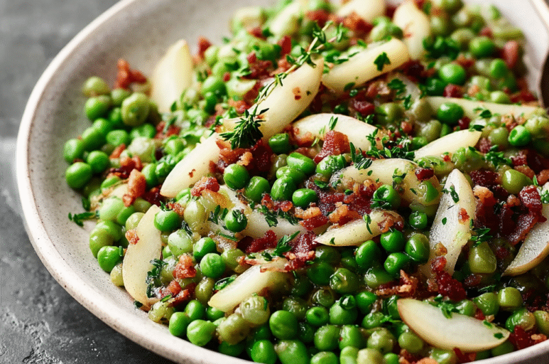 Thanksgiving Peas with Pear and Pancetta