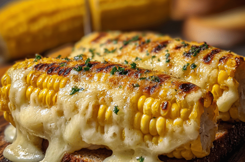 Grilled Corn with Garlic Butter and Cheese