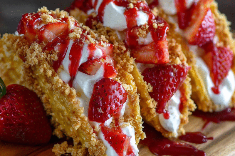Strawberry Crunch Cheesecake Tacos