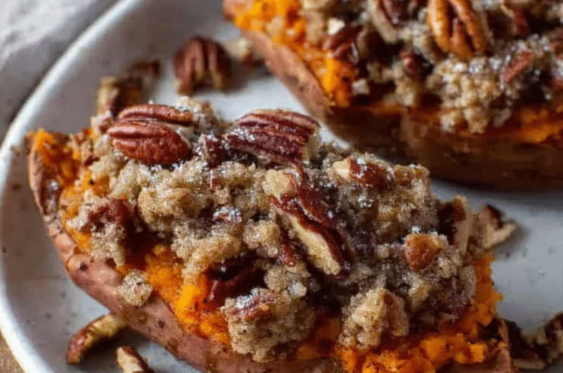 Pecan Pie Twice Baked Sweet Potatoes