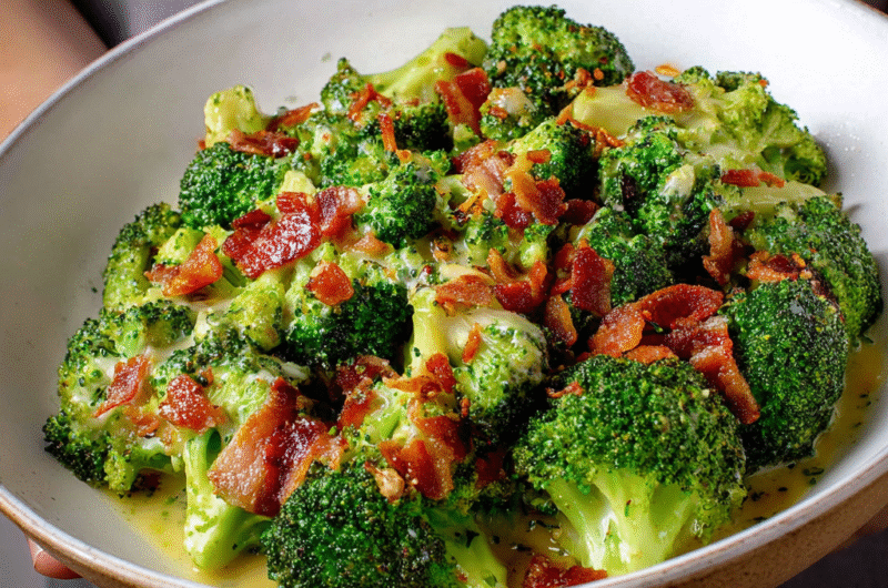 Creamy Garlic Bacon Broccoli