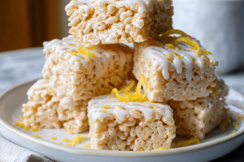 Glazed Lemon Rice Krispie Treats