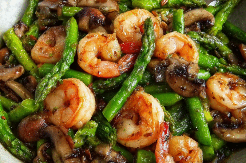 Shrimp and Asparagus Stir-Fry with Mushrooms