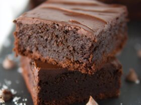 Chocolate mascarpone brownies with creamy white mascarpone swirl through dark fudgy chocolate base, topped with chocolate ganache and sea salt