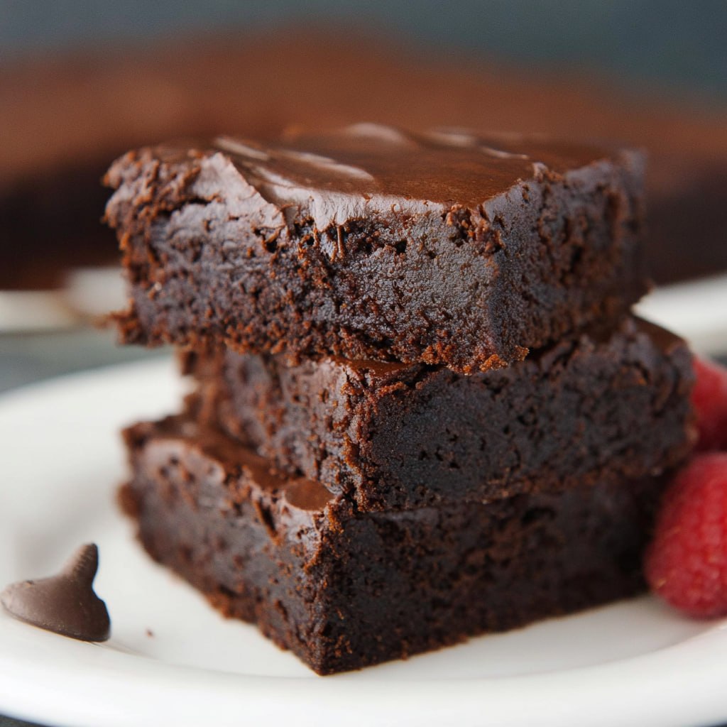 Close-up of mascarpone brownie cross-section showing tunneled creamy mascarpone pockets, dense fudgy chocolate, and shiny ganache top